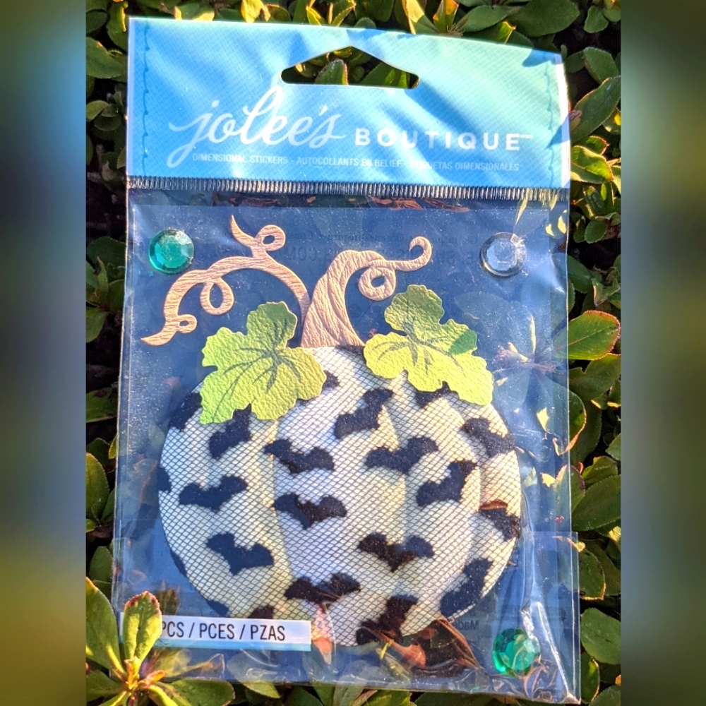 RARE Jolee's Vintage Lace Pumpkin Black Bats Halloween Harvest Scrapbook Sticker